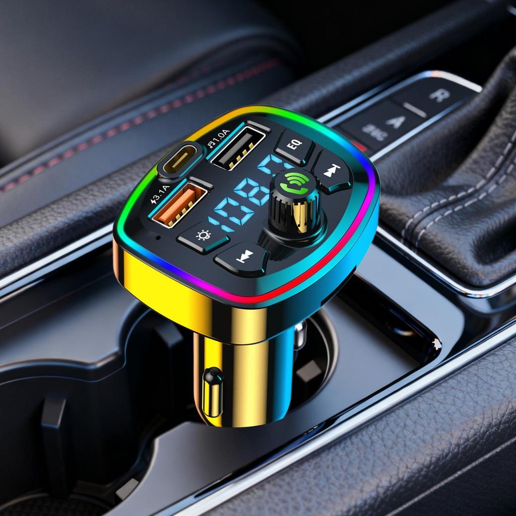FM Transmitter LED Display Receiver 2-Port Fast Charging Wireless Radio Receiver For Auto Music Phone PC Road Trip Hands-Free