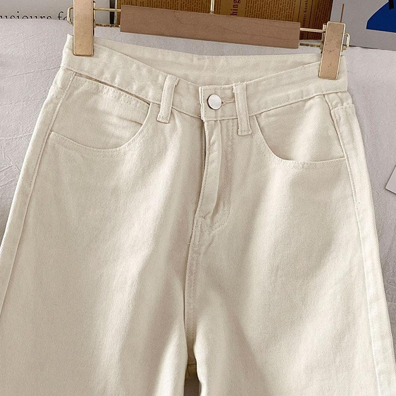 Spring 2025 Women's High-Waisted Wide-Leg Jeans - Chic Hong Kong Style, Loose & Slimming Fit