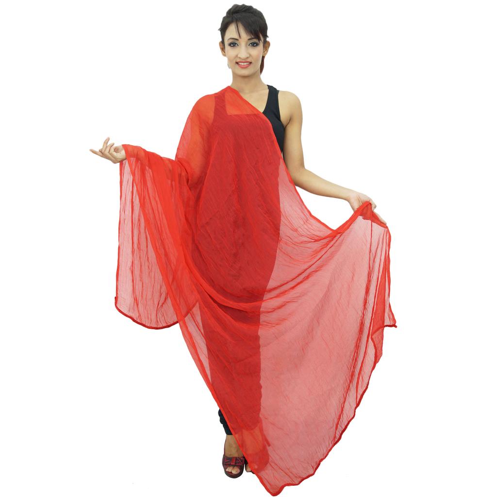 Chiffon Blend Dupatta Long Stole Women Neck Wrap Indian Scarves Chunni