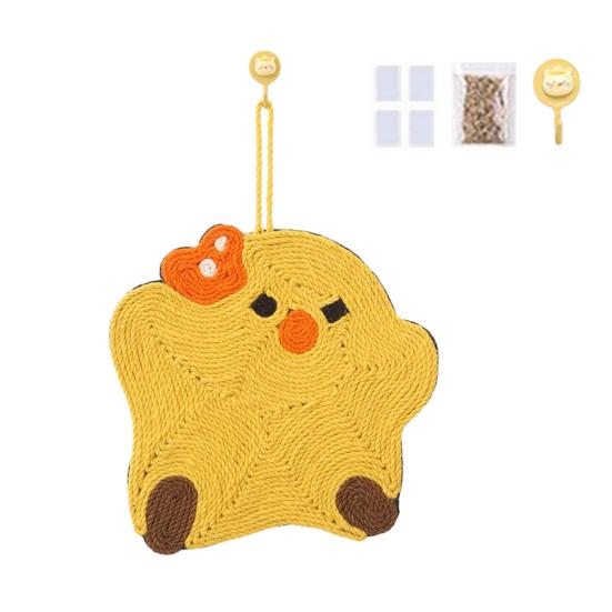 Sisal Cat Scratcher Mat Cartoon Design Cat Scratching Pad with Sticker Tape for Floor Wall To Protect Couch Carpet Furniture
