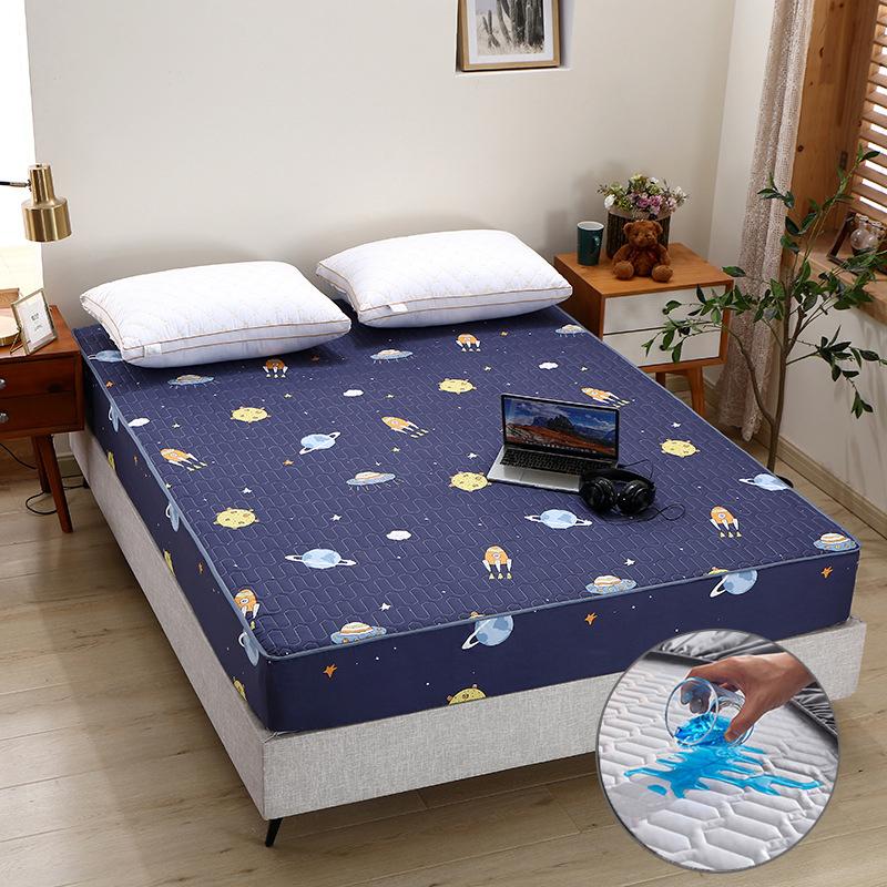 Waterproof Cartoon Quilted Fitted Sheet, Bedspread With Elastic Band, Non Slip Sheet, King Size Bed (without Pillow Case)