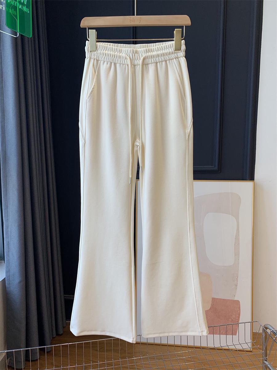 

Lu Family God Pants - Versatile Slimming Micro-Flare High Waist Pants with Patchwork, Drawstring, and Elastic Waistband. Large грязно-белый