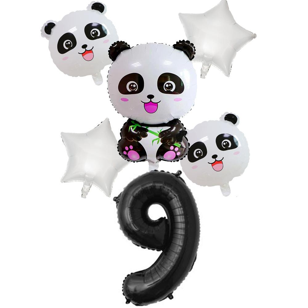Xiaohongshu Panda Balloon Cute Panda 1-10 Birthday Party Decoration Arrangement Aluminum Film Balloon