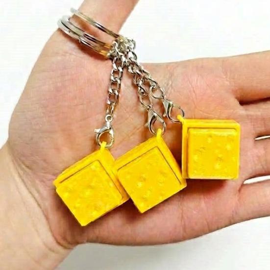 Symulowany Ser Fidget Clicker Brelok, Drukowany 3D Kostka Sera Finger Clicker, Przycisk Push Fidget Zabawka do Redukcji Lęku i Stresu do Biura Klasy