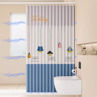Dry-wet Separation Bathroom Folding Shower Curtain Waterproof  Magnetic Attraction Partition Curtain Without Rods