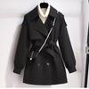 Womens Short Wool Blend Coat With Cotton Lining Slim Fit Korean Style 2025