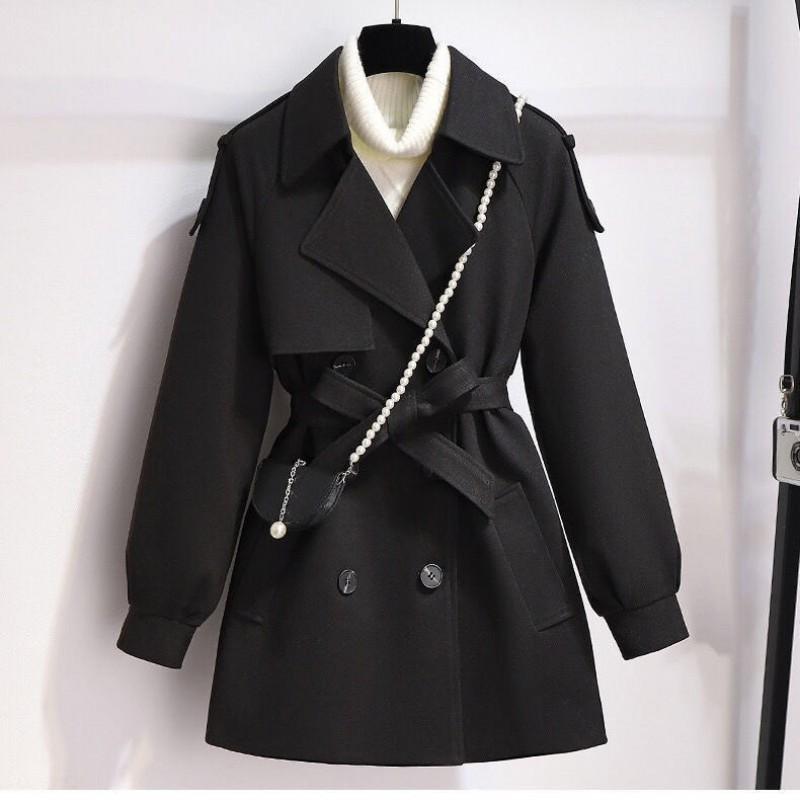 Womens Short Wool Blend Coat With Cotton Lining Slim Fit Korean Style 2025