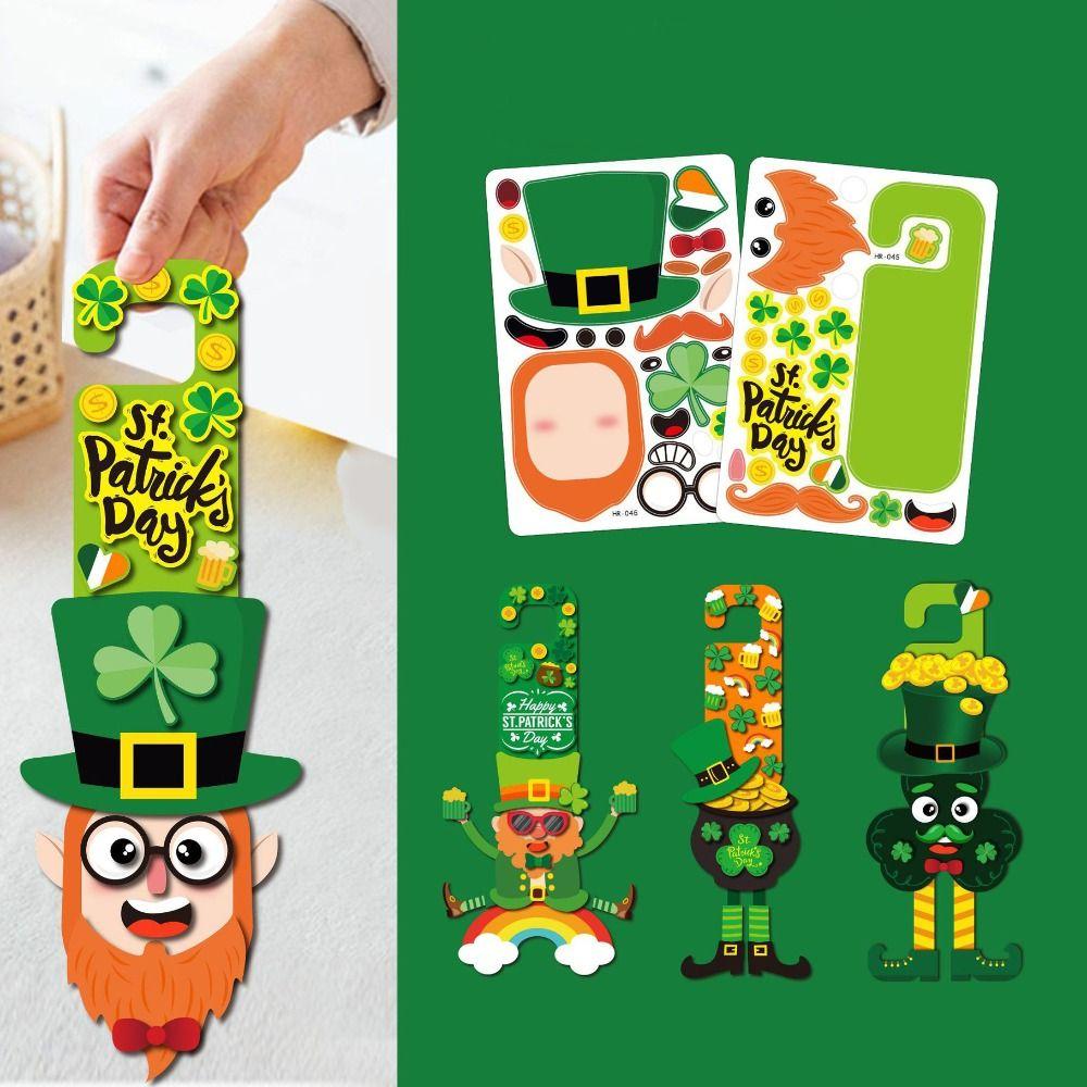 

Бумага DIY ирландский эльф табличка на дверь подвесная самодельные трилистники украшения крючки малыши