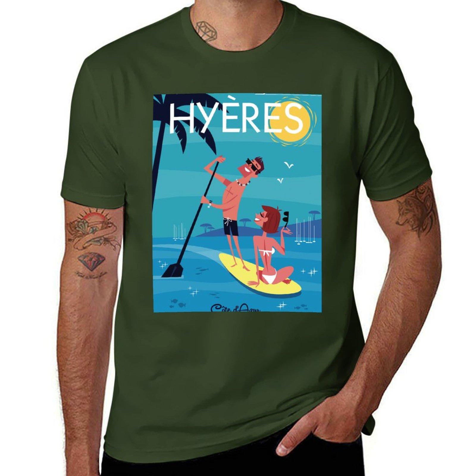 

Hyeres poster Tshirt Short sleeve tee blanks sweat korean fashion Short sleeve tee men 4XL