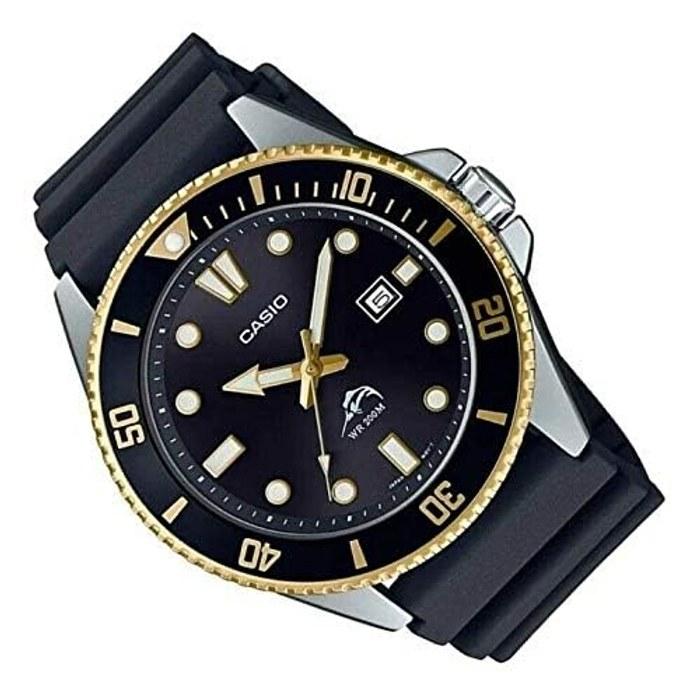 Casio Men's Diver Style Stainless Steel Quartz Resin Band Black 25.6 Casual Watch (Model: MDV-106G-1AVCF) Gold 49.5 X 46.3 X 12.1 Mm