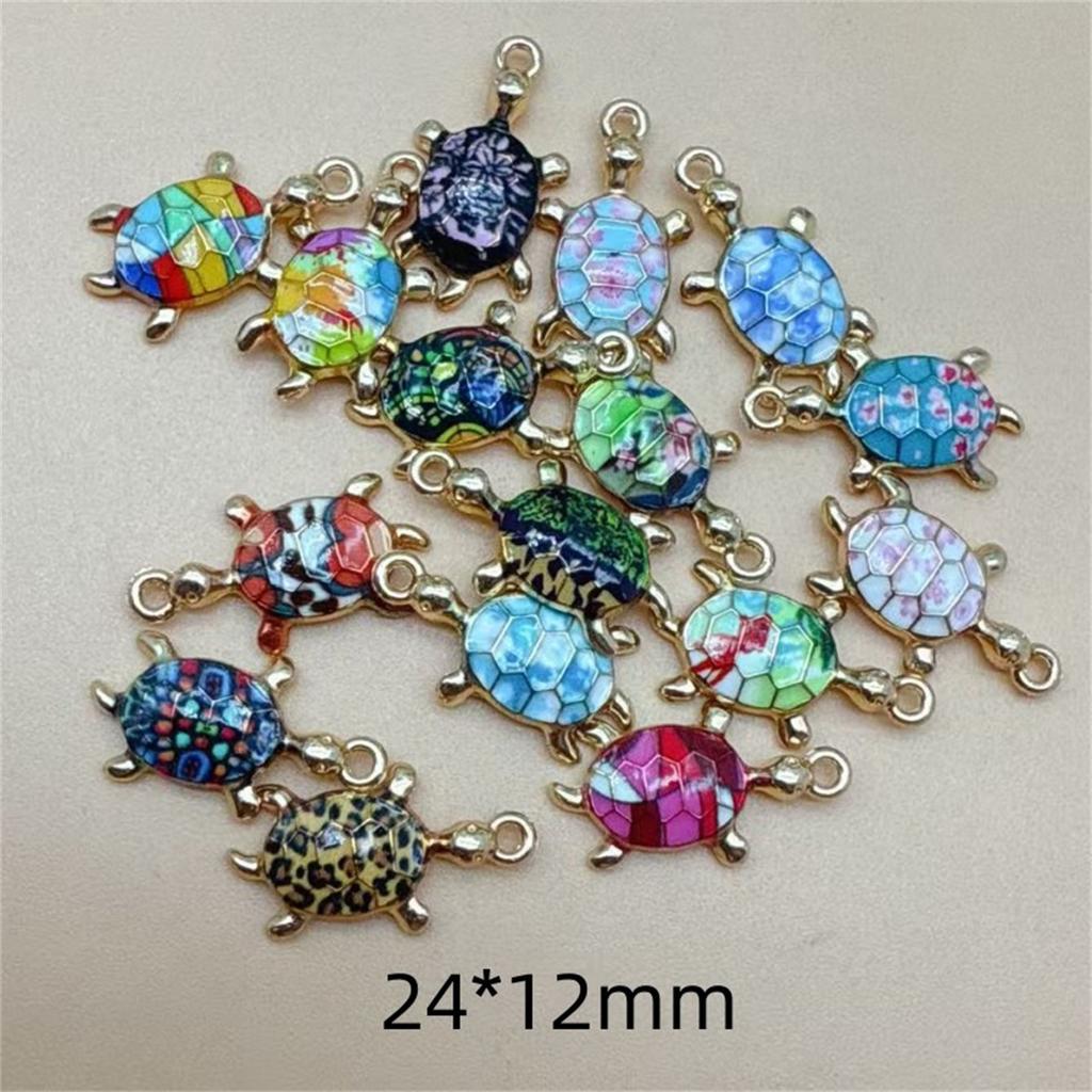 DW88 10Pcs Trendy Multicolor Enamel Turtle Charms Making Handmade DIY Cute Ocean Animal Pendants Necklace Jewelry Accessories