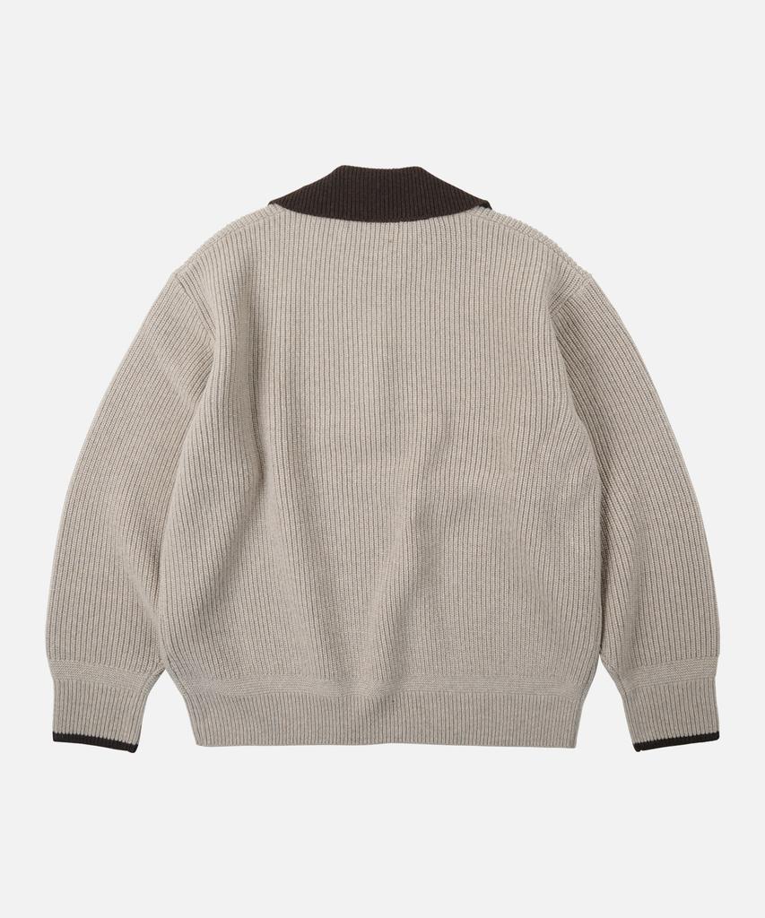 FRIZMWORKS Contrast Collar Half Zip Knit _ Cocoa