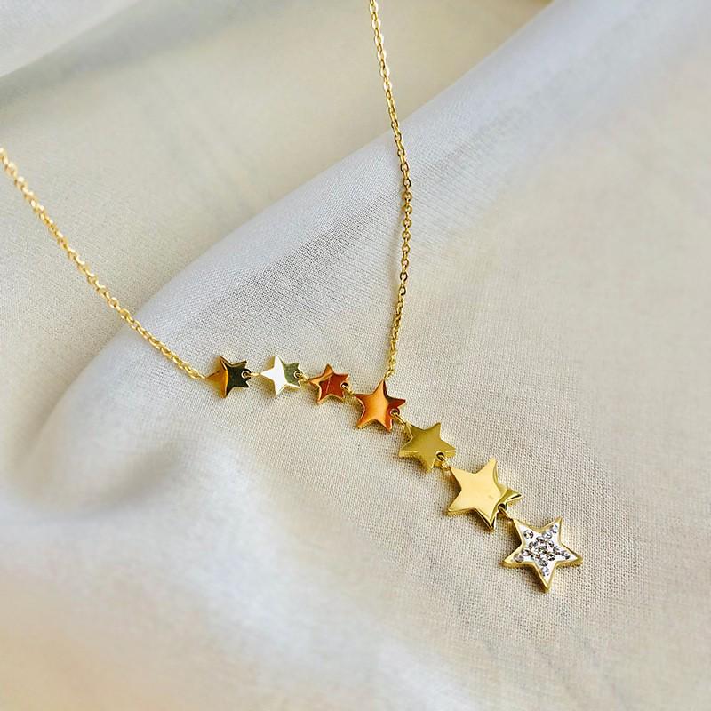 Exquisite Micro-Inlaid Full Diamond Real Gold Titanium Steel Necklace - Women's Luxury Clavicle Chain