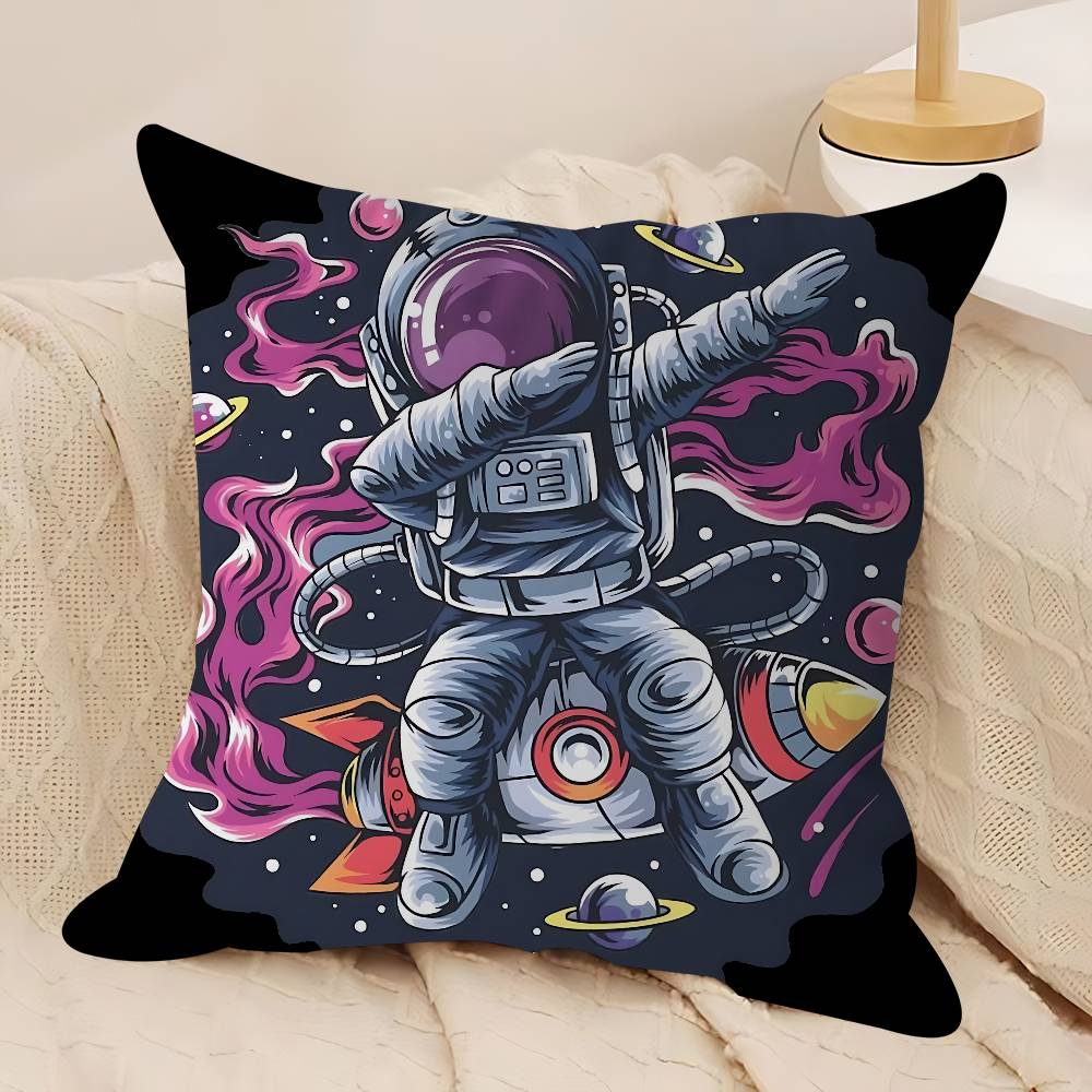 Cartoon R-Rocket AstronautS Pillow Case Removable Washable Cushion Cover – All-Season Soft Linen