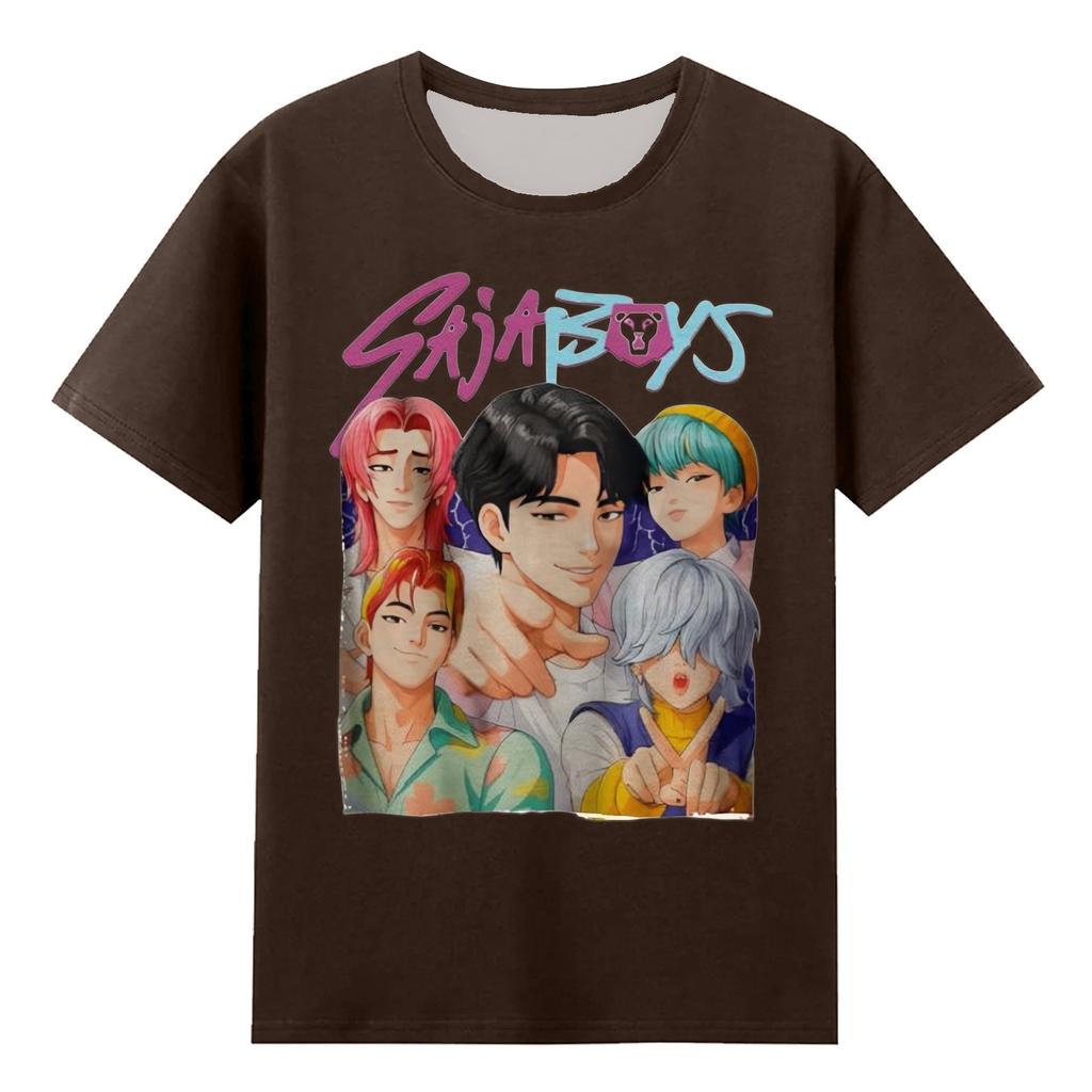 Boys Girls Round Neck Casual Printed Short-sleeved T-shirt Top