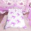Pink Bow Bedroom anime Duvet Set Bedding King Size Luxury Cover  Polyester Christmas Decorations Cute Printed Cartoon home