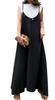 Flared Cami Sleeveless Maxi Adjustable Shoulder Straps 1/2plus Women's One-Piece Dress, Dress, Dress, Figure-Flattering Dress, (Black, L)