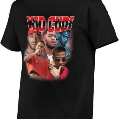 Kid Music Cudi Męska Oddychająca Wielofunkcyjna Modna Wygodna Bawełniana Koszulka Wydajnościowa Czarna