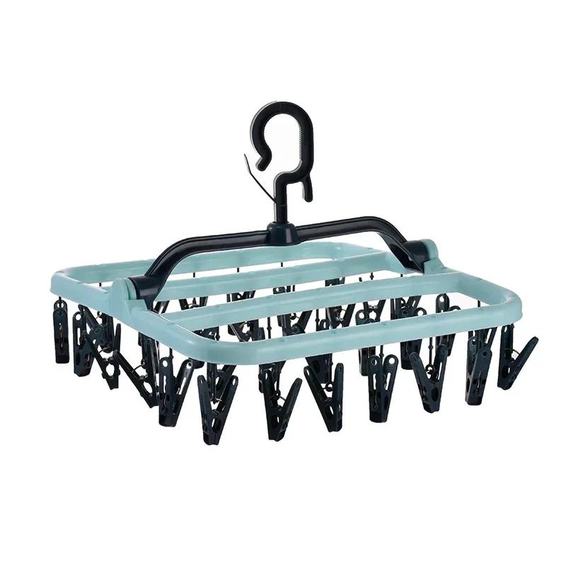 Student Child Household Sock Airing Gadget for Dormitory, 32 Clips Clothes Rack Clothes Hanger for Socks Hanging