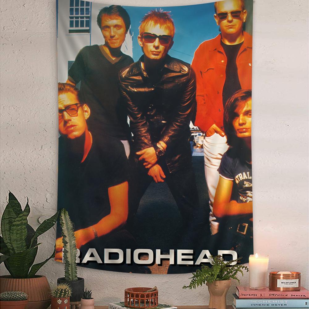 Музыкальное искусство Radiohead Rock Band Напечатанный Большой Настенный Гобелен Подвесной Таро Хиппи Настенные Ковры Искусство для Комнаты в Общежитии Домашний Декор 74x94cm(29x37in)