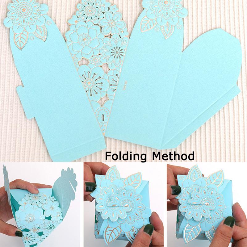 WTEMPO Party Gift Triangular Boxes DIY Foldable Hollowed-out Paper Boxes Wedding Party Decor Favor Treat Boxes for Birthday Halloween Christmas