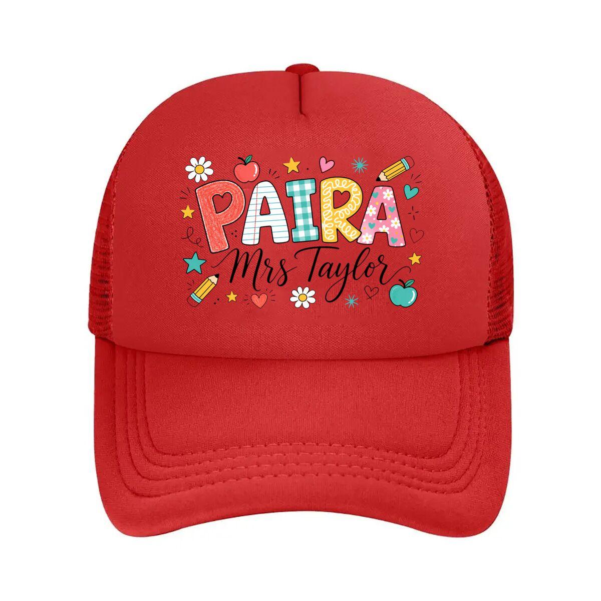 Playful Teacher Name School Graphic  Mesh Baseball Cap Hip Hop Adjustable