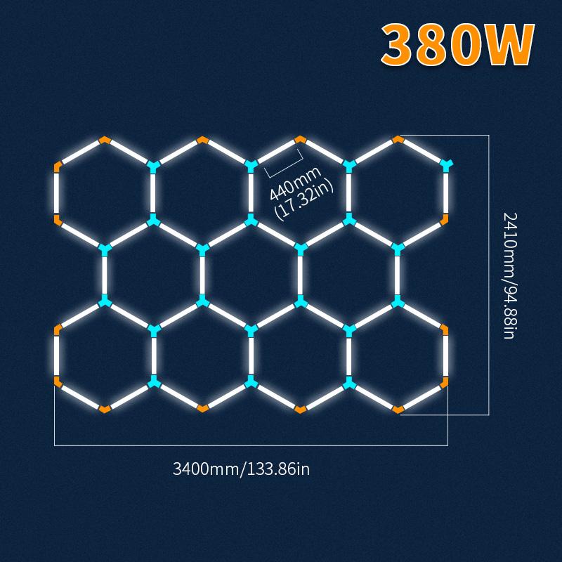 440mm Garage Light Hexagon Lights Lamp 85-265V Led Tube Honeycomb Ceiling Lighting For Auto Car Body Repair Led Worksho