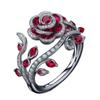 Luxurious Red Marquise Cut Ring with Intertwined Leaves and Flowers Design
