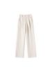 Women's Spring Style High-Waisted Oatmeal Wool Wide-Leg Fleece-Lined Pants