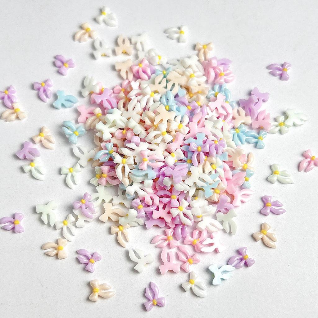 New Luminous Mini Macaron Color Bowknot Nail Art Accessories 3D Resin DIY Nail Tips