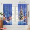 2Pcs,2D Plane Printing Pattern Curtains Christmas Tree Snow Scenery Versatile 100% Polyester (Without Rod) Versatile All Ldeal