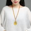 Charm Topaz Hand Carved Chinese God of Wealth Lucky Pendant Ice Yellow Crystal Necklaces Jewelry for Women Man Trendy Gift