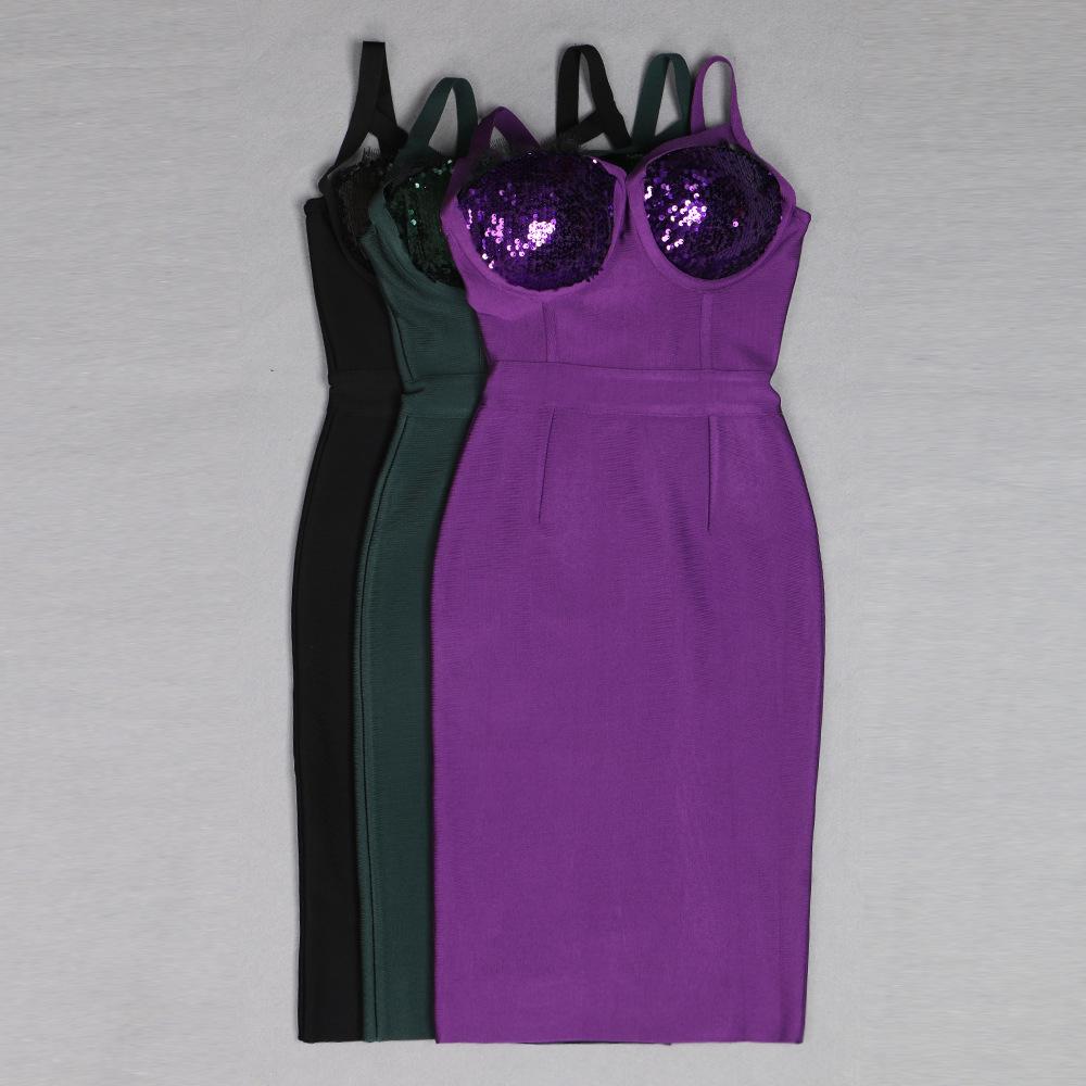 Sequin Lace Cross-Strap Knit Bandage Dress