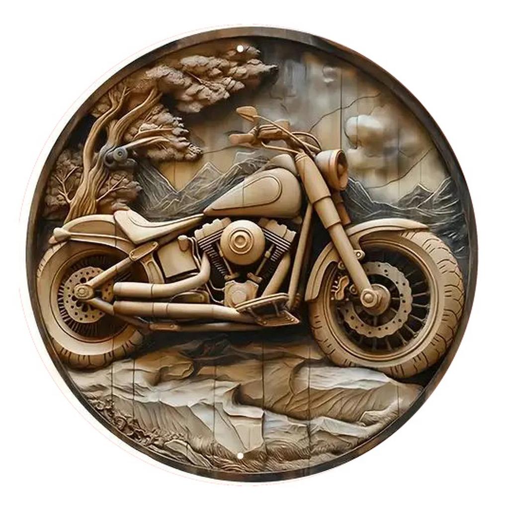 Vintage D Tłoczony Okrągły Metalowy Znak Motocyklowy Zestaw Retro Biker Chopper Dekoracja Ścienna do Garażu Jaskini Mężczyzny Baru Pubu Entuzjasta Motocykli