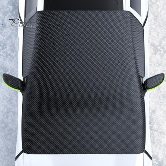 Snow Protector Universal Car Windshield Cover Thick Anti-Frost Sun Shade with Easy Install Shield Magnets & Reflective Strips All Season Protection