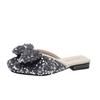 Bow-wrapped Head Half Slippers Women Summer Wear New Casual Slip-on Fashion Sequin Slippers