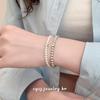 Cui Yan S925 Silver Square Pearl Beaded Bracelet for Women - Korean Style Elastic Cord Jewelry