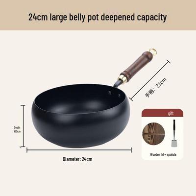 Yoshida Craftsman Fine Iron Non-stick Wok with Solid Wood Lid