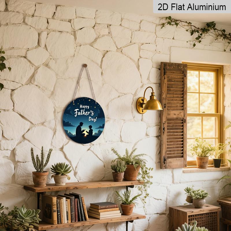 2D Flat, 1pc Father's Day Wall Sign - Aluminum Modern Decorative Art with "Happy Father's Day" Text, Waterproof & Durable, No Power Needed, Easy