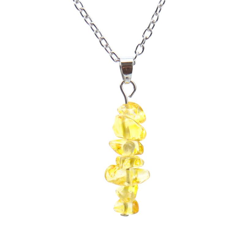 Natural Agate Gravel Collarbone Chain Necklace, Handmade Beaded Gravel Crystal Pendant N553 цитриновый