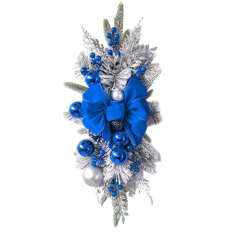 Christmas Wreath Hanging Garland Rattan Bow Front Door Staircase Garden Xmas