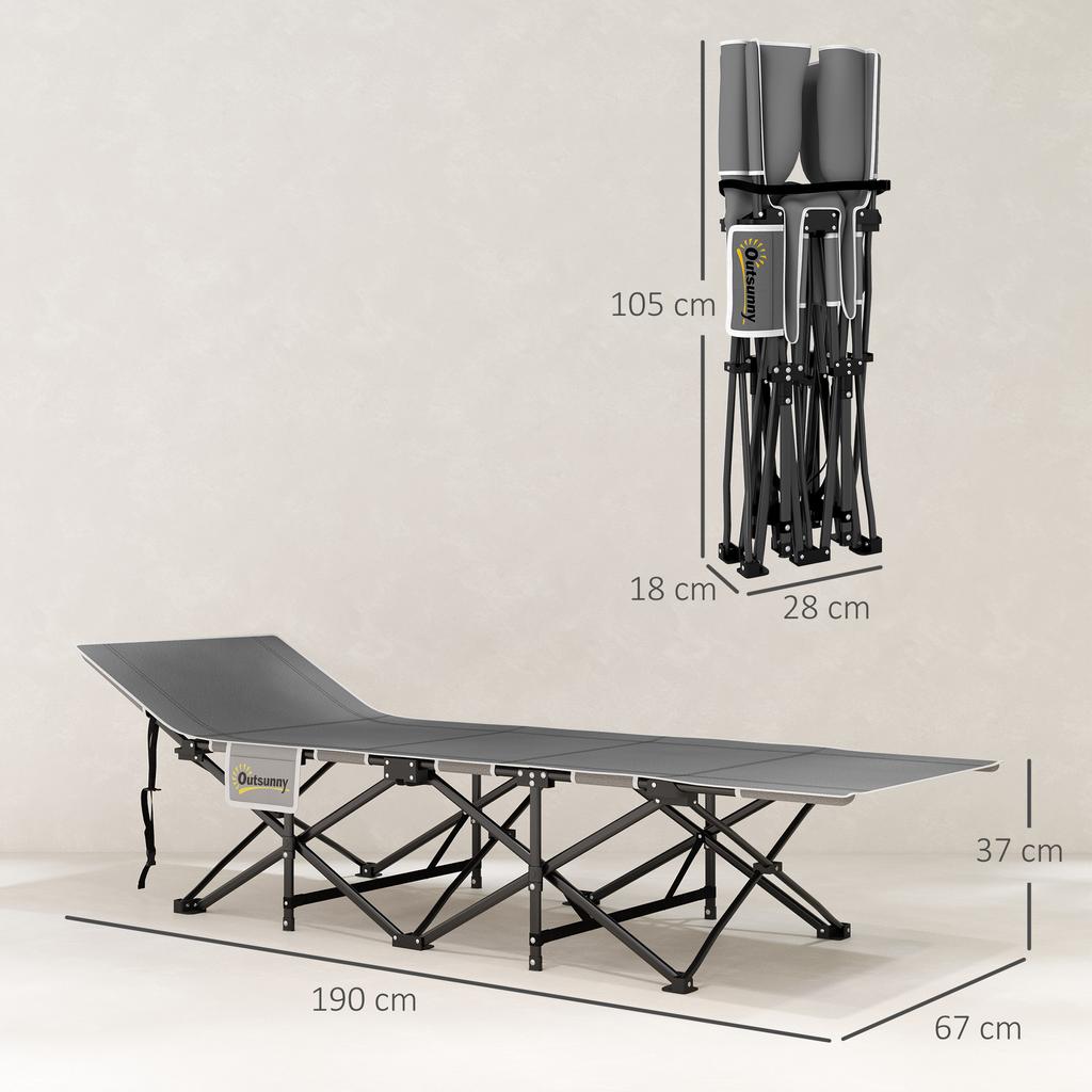 67cm Breites Klappbett, Campingliege für Erwachsene mit Matratze, Aufbewahrungstasche, Tragetasche, Max. Belastung 150kg, Schwarz