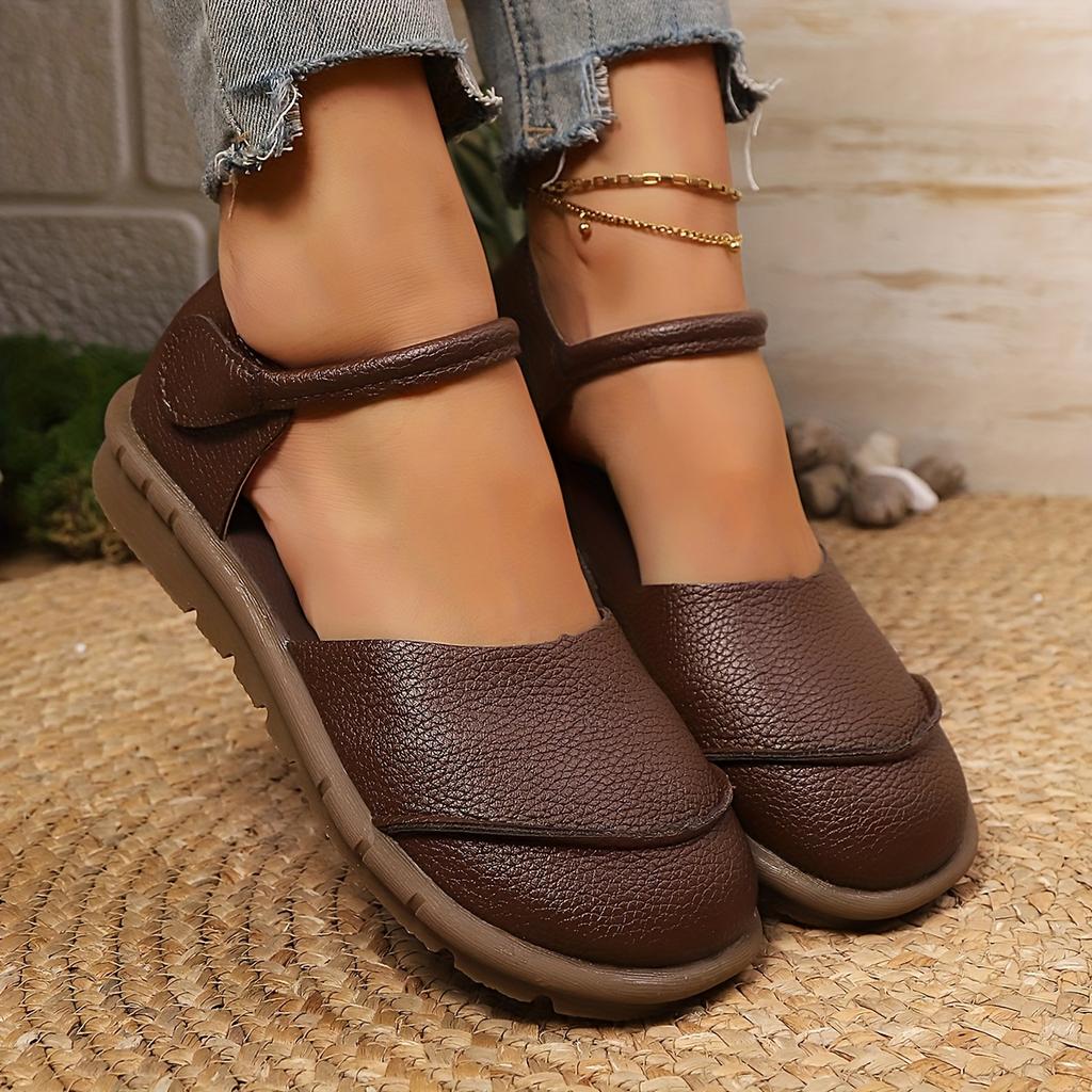Plus Size Women's Summer New Arrival Flat Round-Toe Soft-Sole Covered-Toe Strappy Artistic Sandals