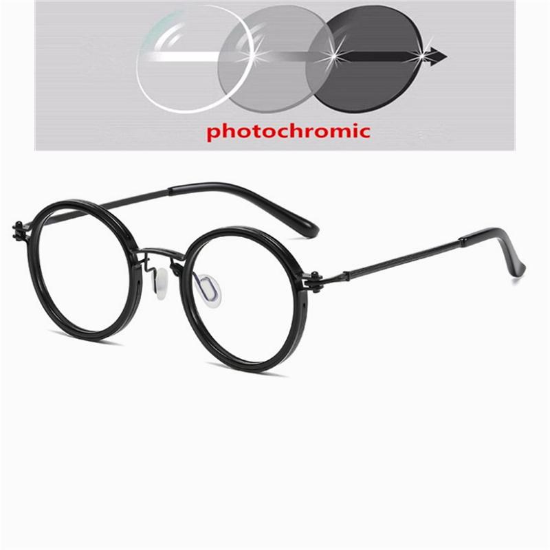 Anti Blue Rays Round Prescription Eyeglasses With Cylinder Brand Designer Metal Steampunk Nearsighted Glasses 0 -0.5 -0.75 To -6