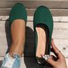 Women's Casual Round Toe Slip-On Knit Flats: New Color, Breathable, Hollow Design