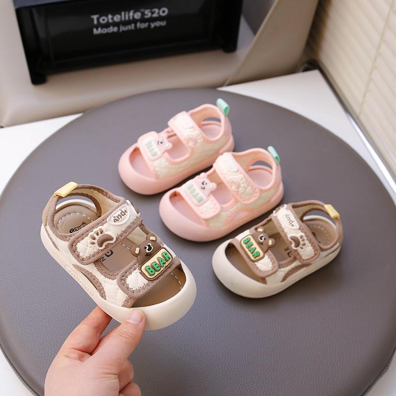 Boys Girls Sandals Anti-Slip Soft Sole Comfortable Toddler First Walking Shoes 2025 Summer New Baby Beach Shoes Cute Bears