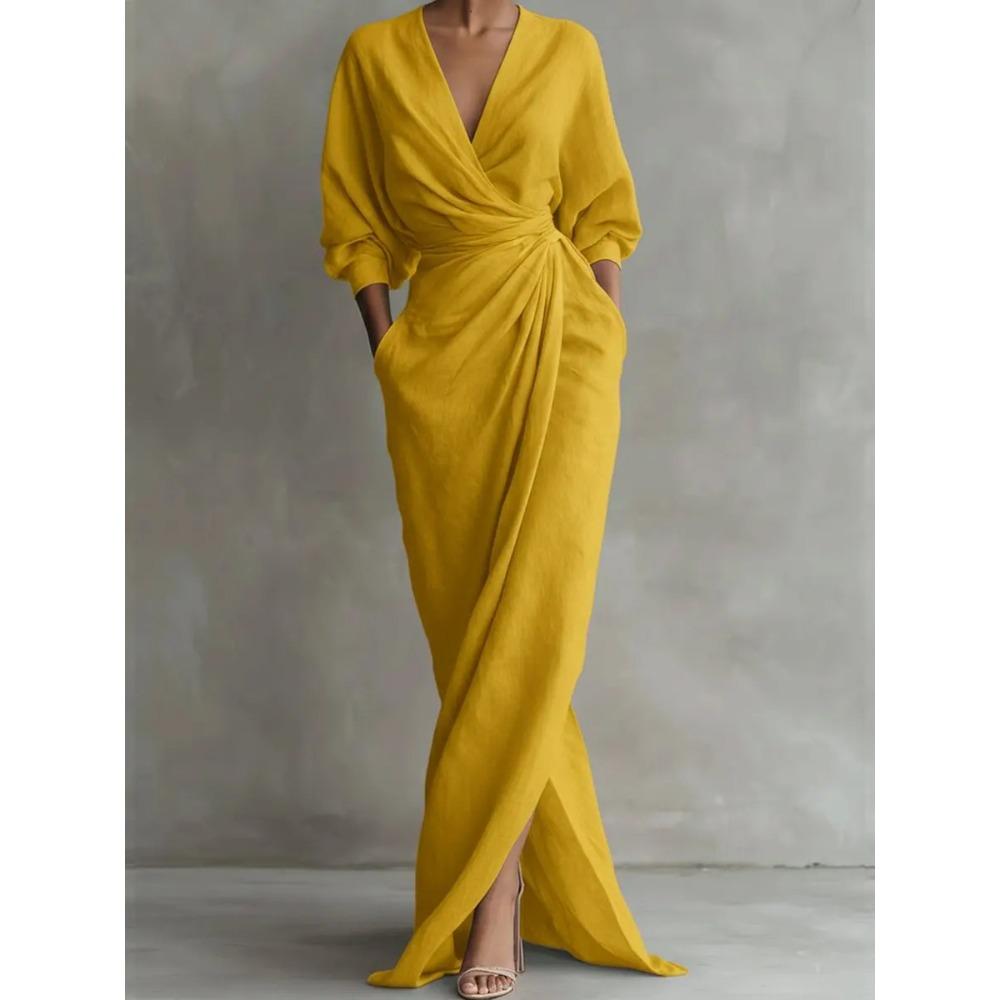 Elegante Maxi wikkeljurk voor dames met lange mouwen