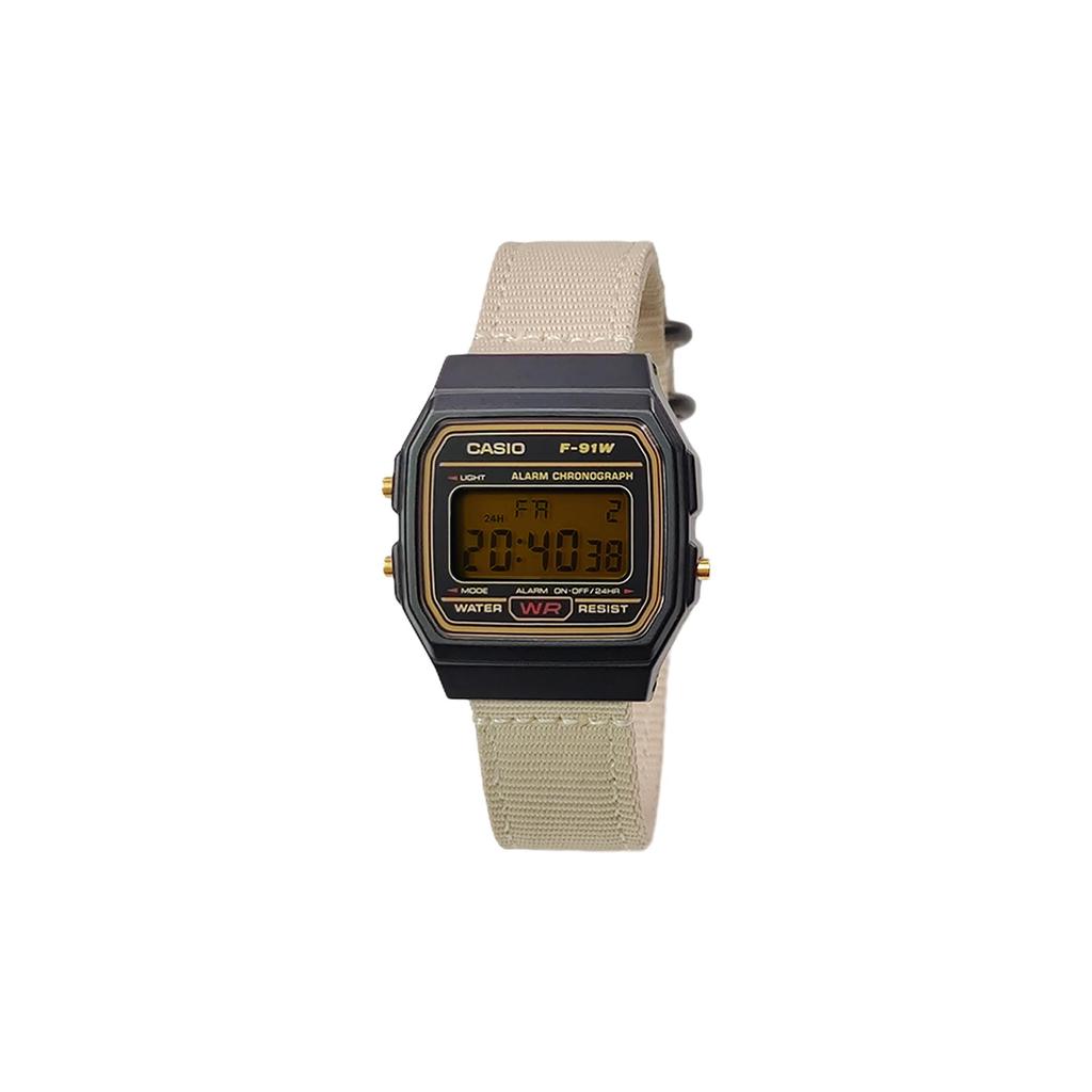 CASIO Custom Collection Quartz Movement Nylon Strap Watch Men's Watches Black Dial F-91WG-9(Watch5--)
