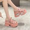 Fashion Summer Breathable Mesh Slippers Women Outside Chunky Sandals 2025 Wedges Platform Crystal Shoes Woman Beach Flip Flops 10.5CM