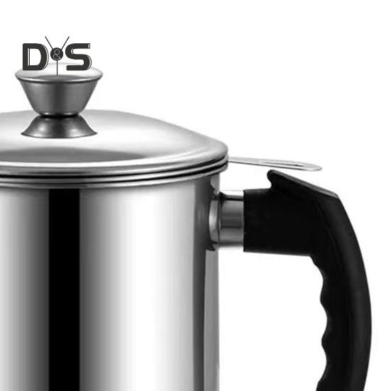 1.4/1.9 L Stainless Steel Bacon Grease Saver Container with Fine Mesh Strainer Non-slip Bottom And Airtight Lid Cooking Oil Keeper Pot for Kitchen